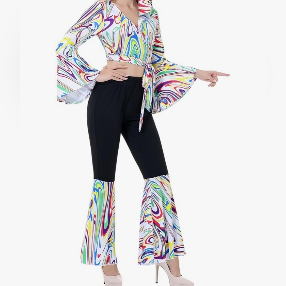 Disco Outfit for women 60s 70s Hippie Costume Disco Cosplay L 2pcs
